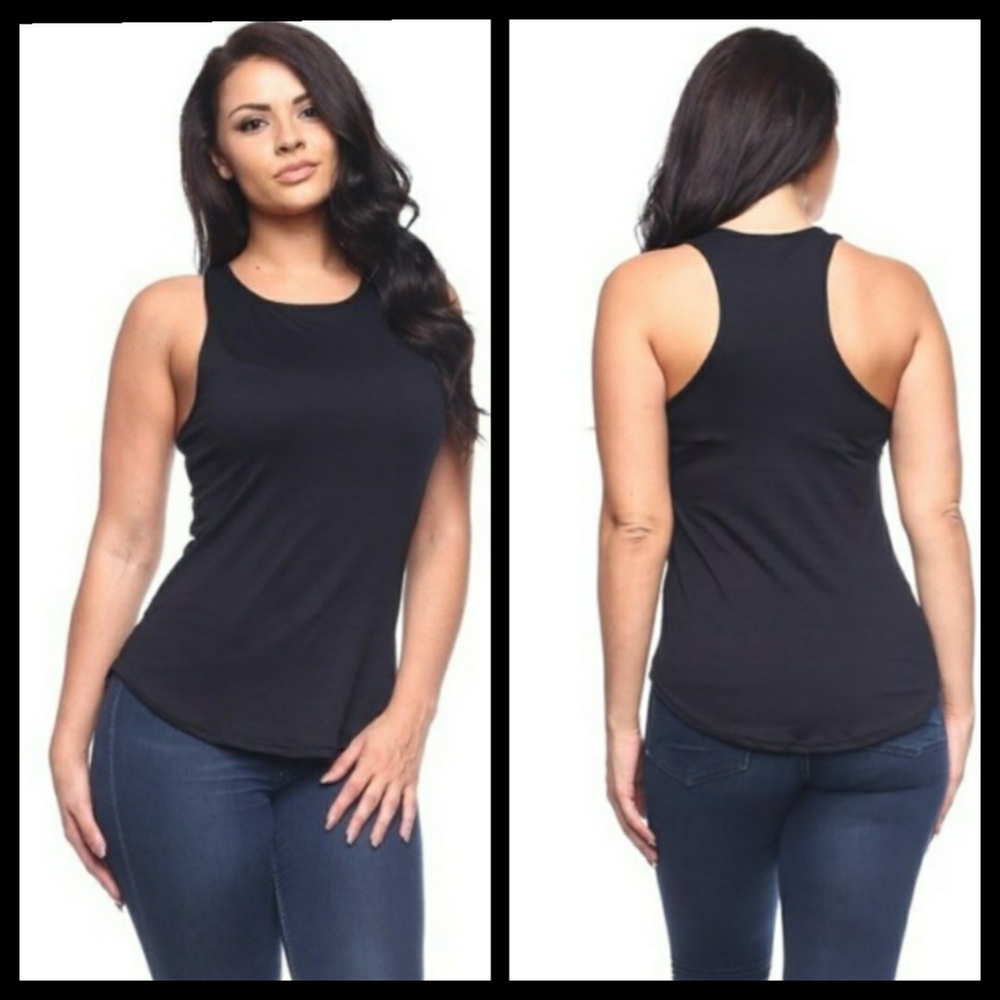Plus size black tank top